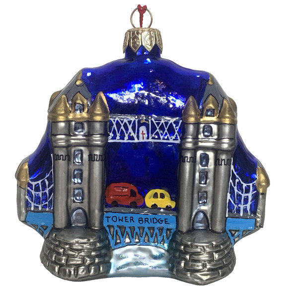 TOWER BRIDGE London Glass Christmas Ornament 3.5"x2.25"x4" Poland 1998 EUC - Picture 2 of 7
